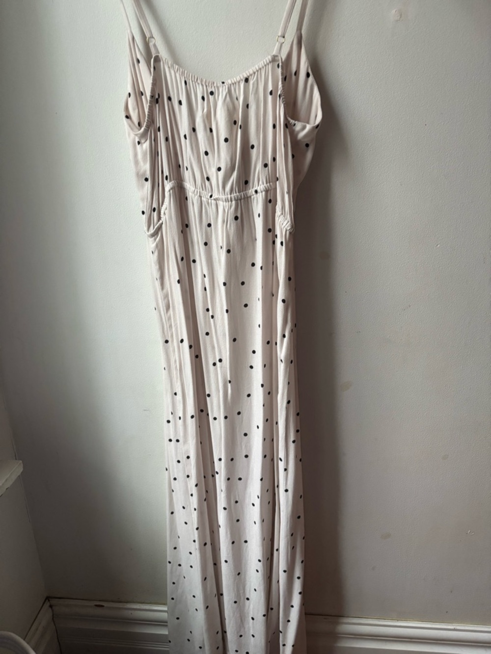 saltwater LUXE Cream and Black Polka Dot Tie-Front Dress - Picture 3 of 4